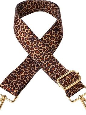 Leopard Print Adjustable Bag Strap with Gold Hardware - Brown